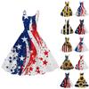 Женское сексуальное платье с открытыми плечами в стиле панк-винтаж с принтом «День независимости»