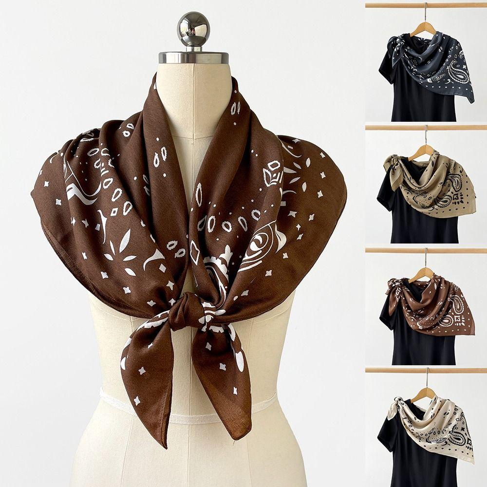 90cm Women Head Scarf Printed Silk Scarves Fashion Female Shawl Wrap  Summer Accessories