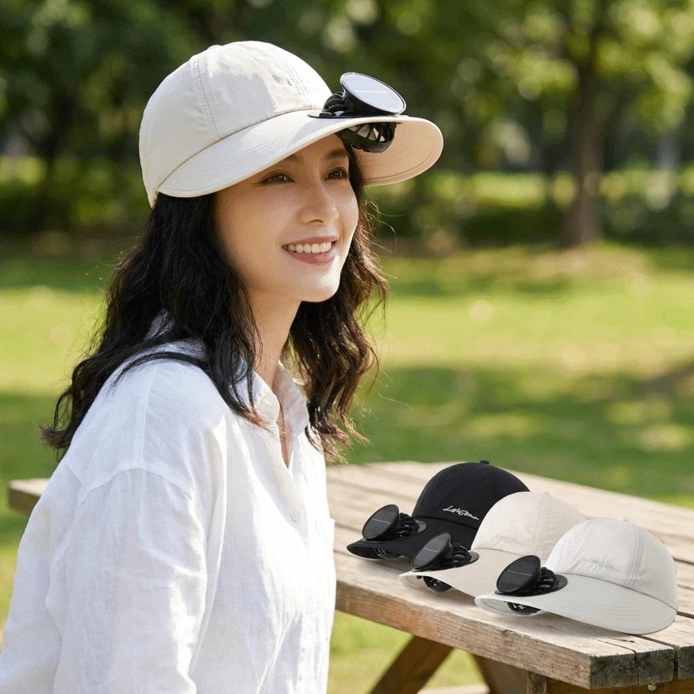 Rechargeable Solar Fan Hat Solid Color Sunshade Hat for 3.7V600mAh Seaside Vacation