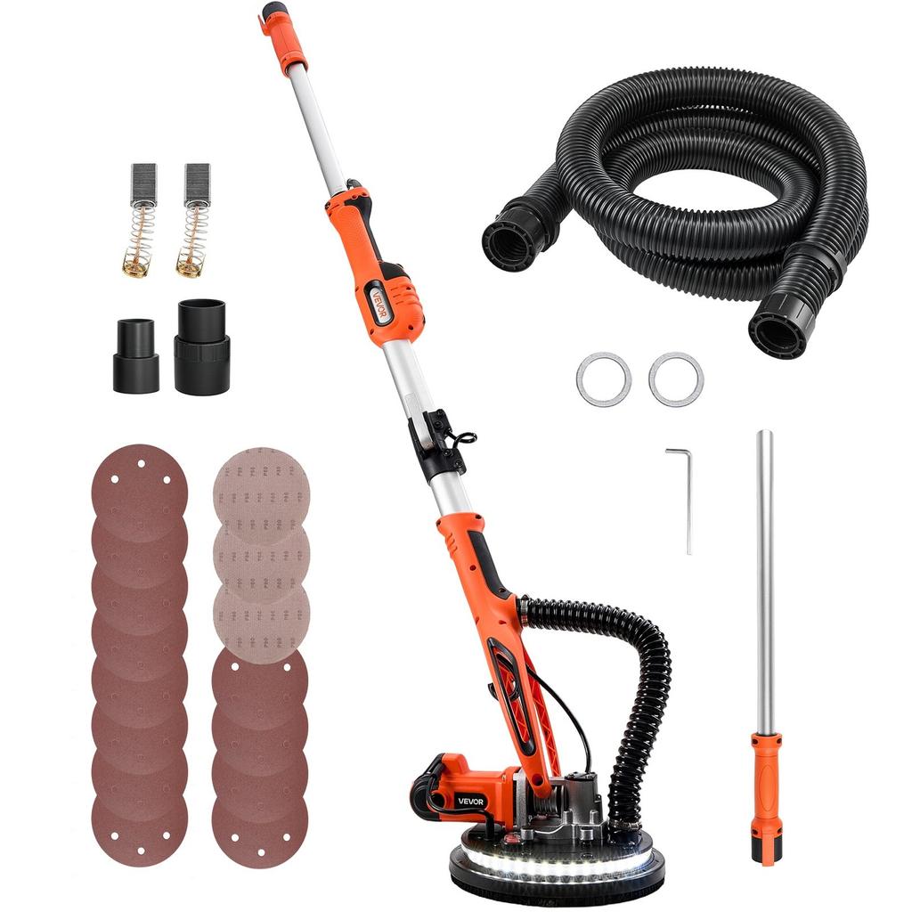 Drywall Sander, 850W Electric Drywall Sander, Popcorn Ceiling Removal Tool with 5 Variable Speed 800-1700 RPM, Double-Deck LED Light, Foldable &