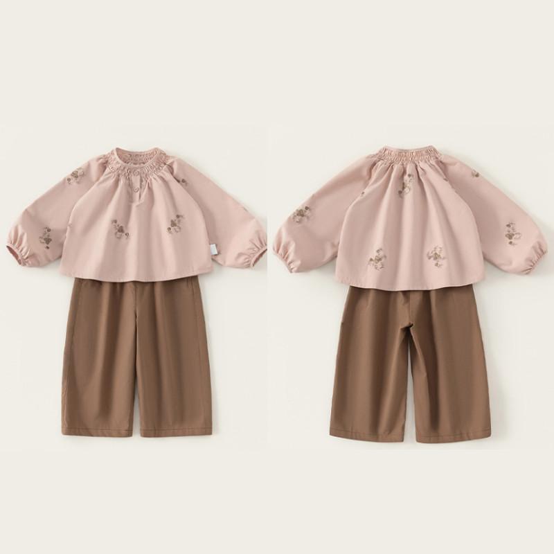 И Детский Весенне-Осенний Комплект Брюк с Длинным Рукавом и Вышитым Дизайном