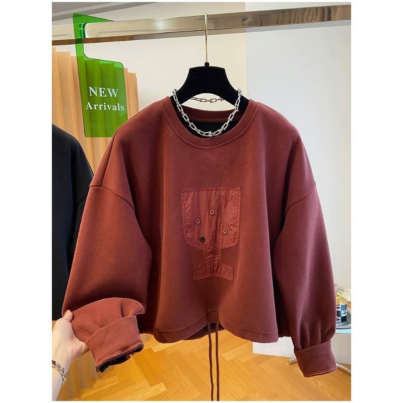 Women's Solid Color Pullover Round Neck Round Neck Geometric Pattern Lantern Long Sleeve Fashion Casual Loose Top