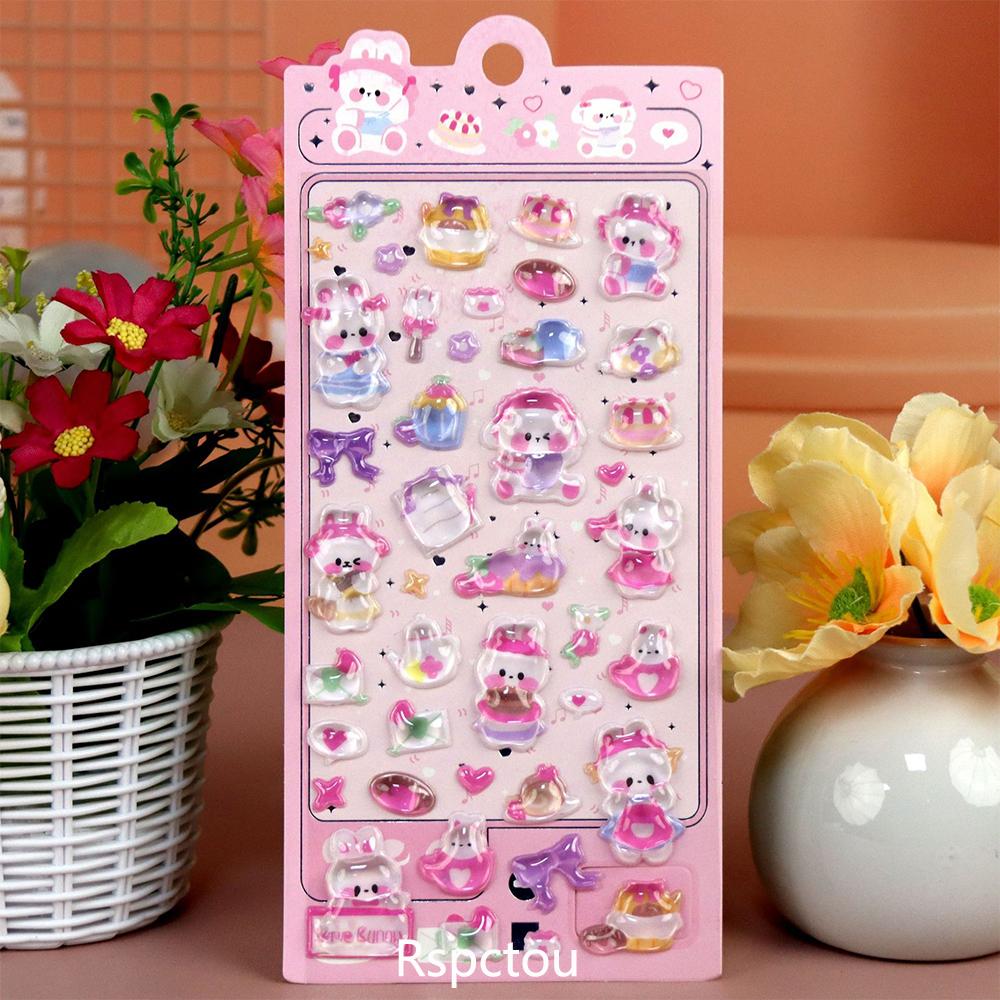 Милые животные 3D наклейки Кавайный мультяшный кот Медведь Кролик Наклейка DIY Бутылка для воды Дневник Телефон Забавные наклейки Декор