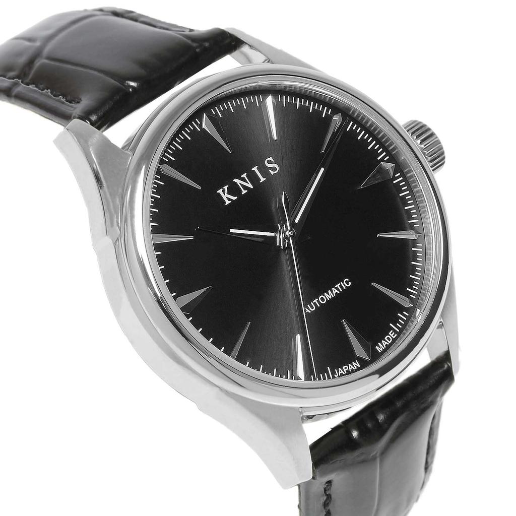 KNIS Varnish Сделано в Японии Автоматические часы Сапфировое стекло 10 АТМ Водонепроницаемость Механические Черные Кожаные Мужские KN001-BKBKLE