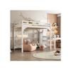Lit superposé - MUVOE - 140x200cm - Bois massif - Escalier de rangement - Armoire intégrée