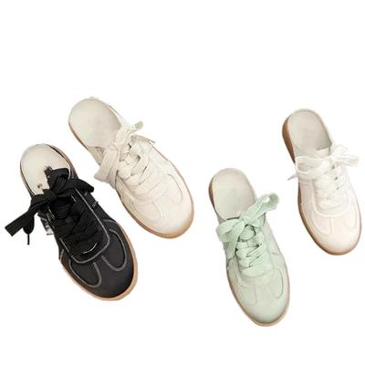 Модная женская обувь на плоской подошве 2024 года, новые испанские маленькие белые туфли, ленивые туфли без застежек