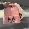Cartoon Big Mouth Red Eyes Bag Head Hat Autumn and Winter New Embroidered Wool Knitted Hat Cover To Keep Warm