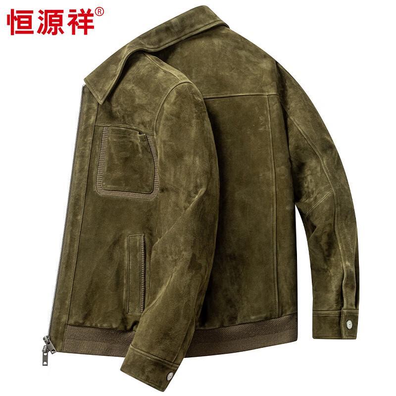 Мужская замшевая кожаная куртка Hengyuanxiang