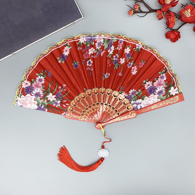 Китайский стиль Винтажный шелковый складной веер Искусство Ремесла Подарок Украшение для дома Танцевальный ручной веер Декоративный веер для комнаты