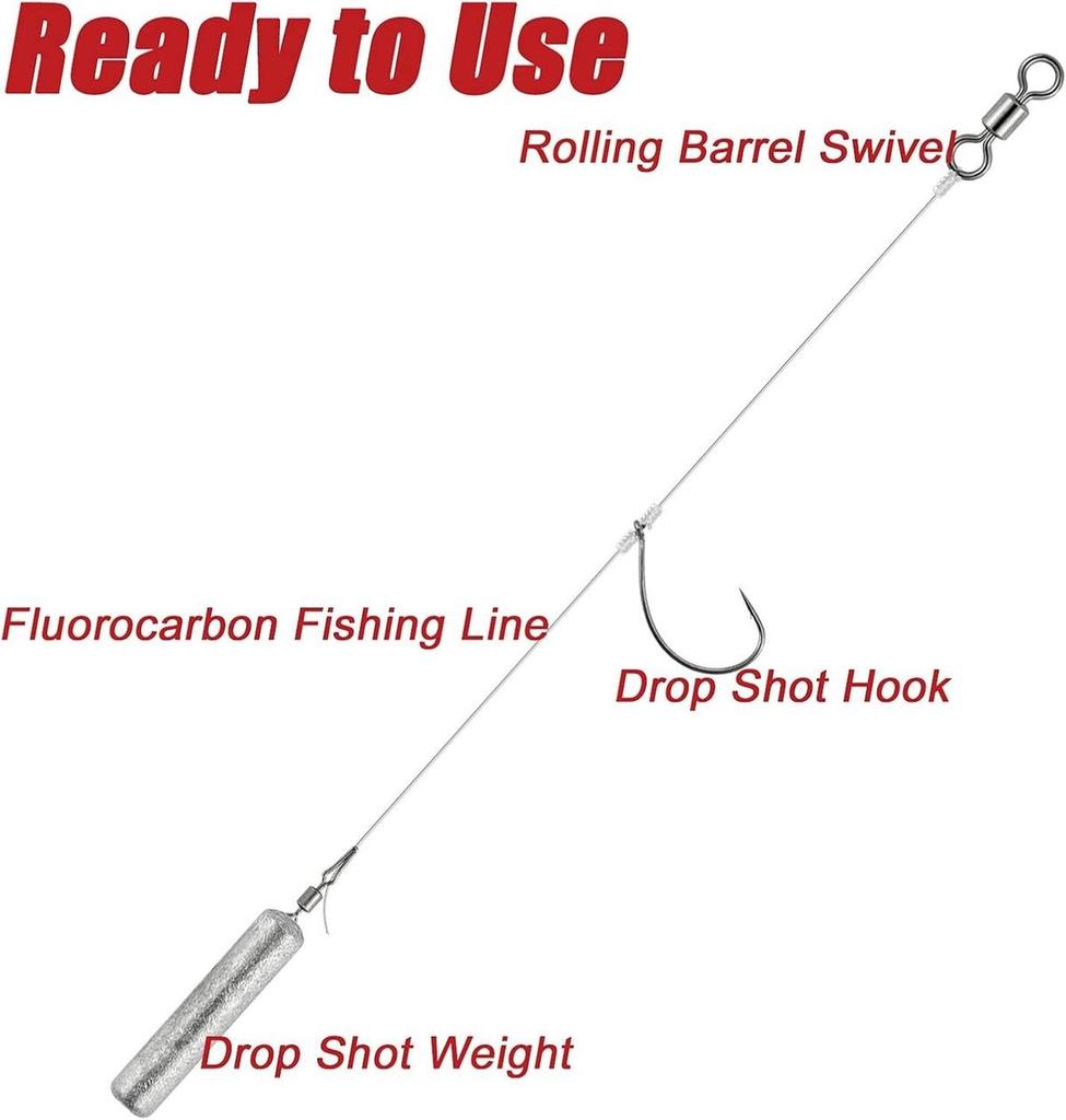 5 шт. оснасток Drop Shot с вращающимся вертлюжком, крючком, грузилом, грузилом, портативная оснастка для ловли окуня