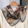 Chinese style burgundy peony silk scarf scarf 71 small square scarf women's spring and autumn double-sided thin scarf mother gift
