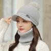 Autumn Winter Warm Hat Set Women's Knitted Duckbill Hat Rabbit Fur Thick Women's Hat Scarf Ear Protection Hat Two-piece Set Hats & Caps (women’s)