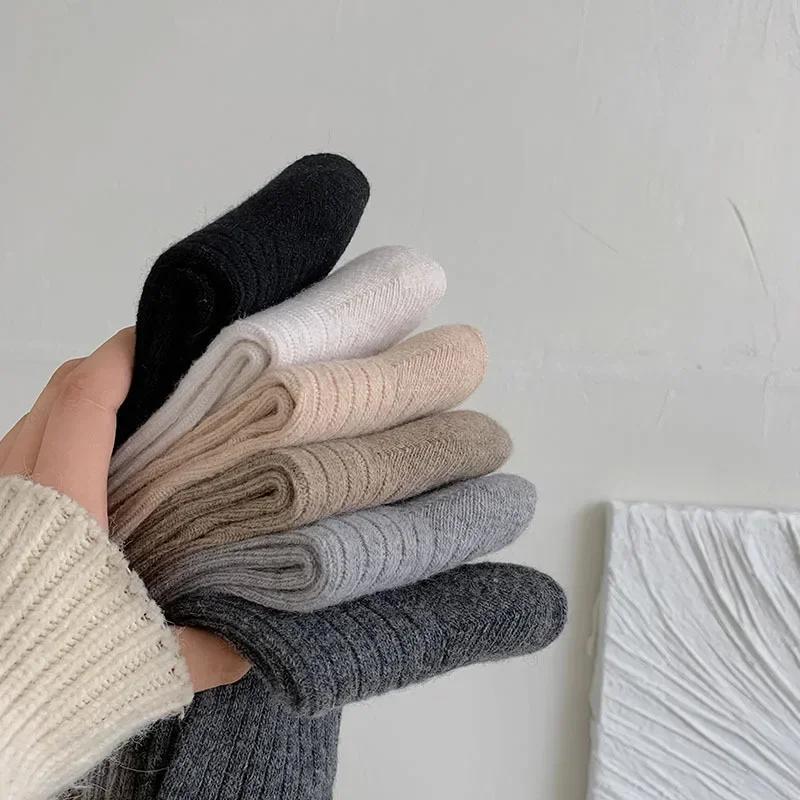 Чулки женские осенне-зимние толстые теплые гольфы женские чулки шерстяные кашемировые термо женские однотонные длинные носки чулки