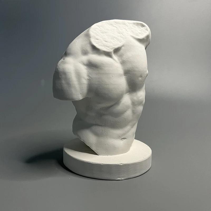 Гипсовая статуэтка Настольное украшение Украшения Гипсовая фигура полутела бодибилдера Эстетичная настольная арт-скульптура Эстетичный декор комнаты