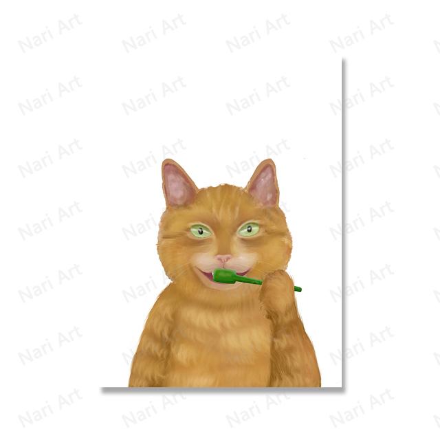 Интересный кот в спа-салоне в ванной комнате с принтом маски и плакатом, настенным искусством, холстом для любителей животных