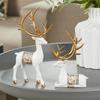 2 шт./набор Статуэтка оленя, Рождественское украшение в виде лося из смолы, Маленькая статуэтка оленя, Статуэтка лося в скандинавском стиле, сидящая и стоящая, Рождественский подарок,