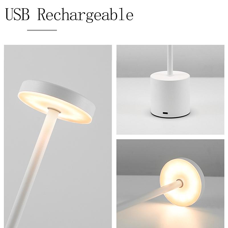 Rechargeable LED Desk Lamp Metal Dimmable Touch Table Lamp 3 Color Temperatures Bedside Creative Ambient Light Bar Hotel Decor
