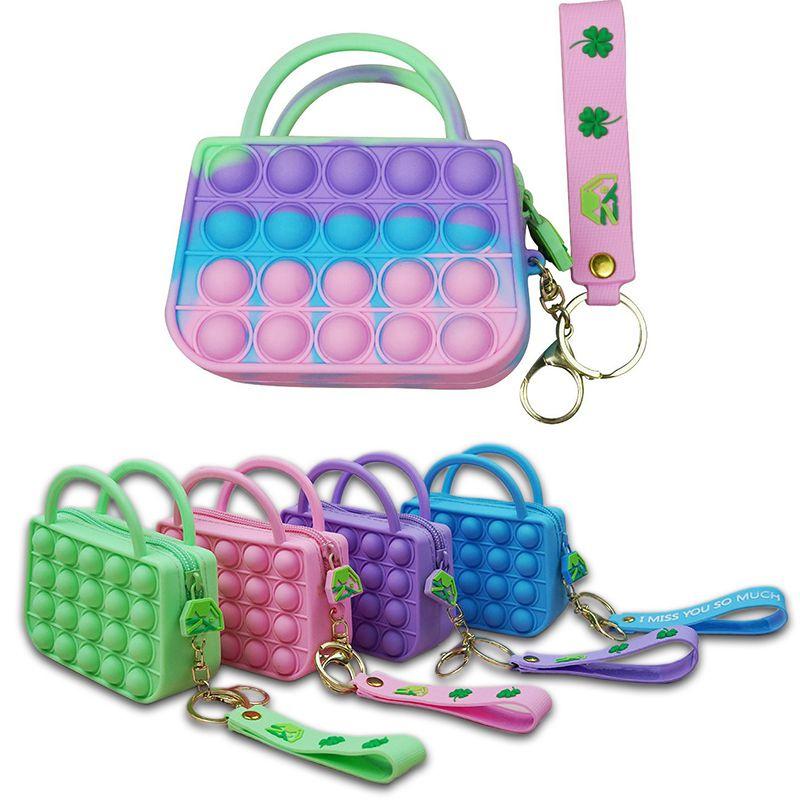 Яркая сумка-кошелек Pop It с мягким пузырчатым дизайном для снятия стресса и хранения