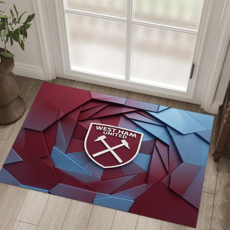 West Ham United Football Design Crystal Velvet Carpet Cozy Non?Slip Printed Rug For Bedroom Living Room Entrance