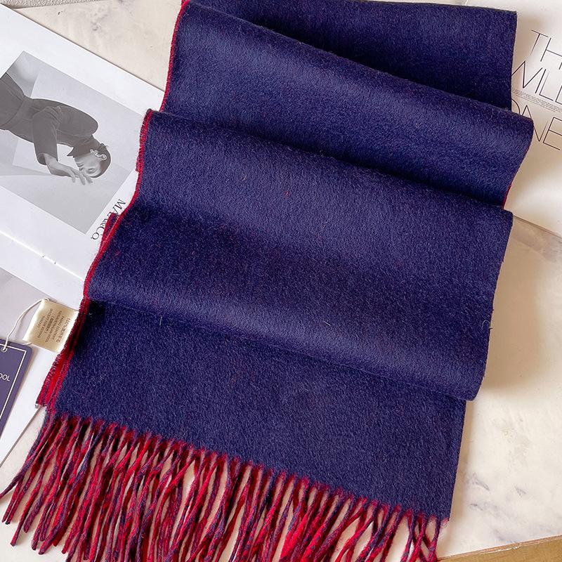 Шарфы из 100% чистой шерсти для мужской осени и зимы, серый двусторонний, высококачественный подарок для парня, мужская кашемировая шаль