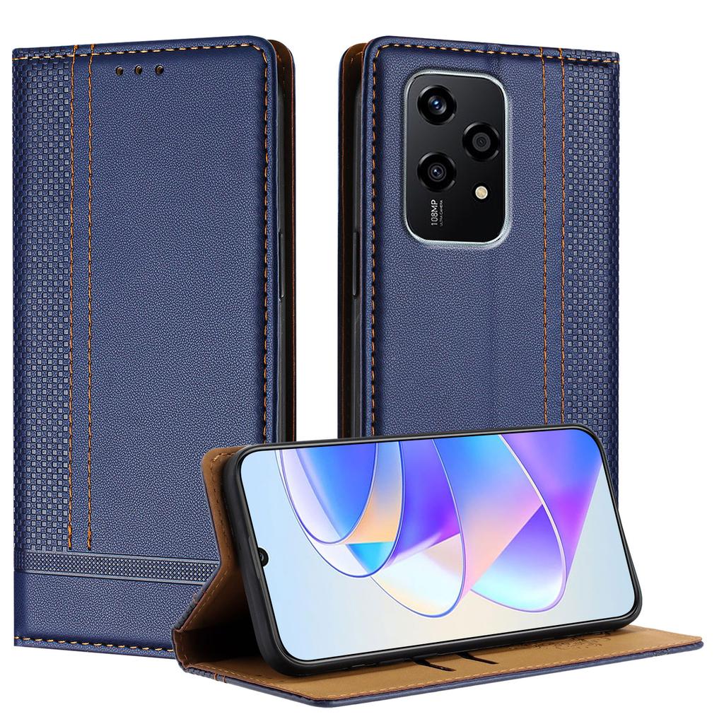 Чехол для Honor 200 Lite, кожаный чехол-подставка с L-образным сетчатым узором и слотами для карт