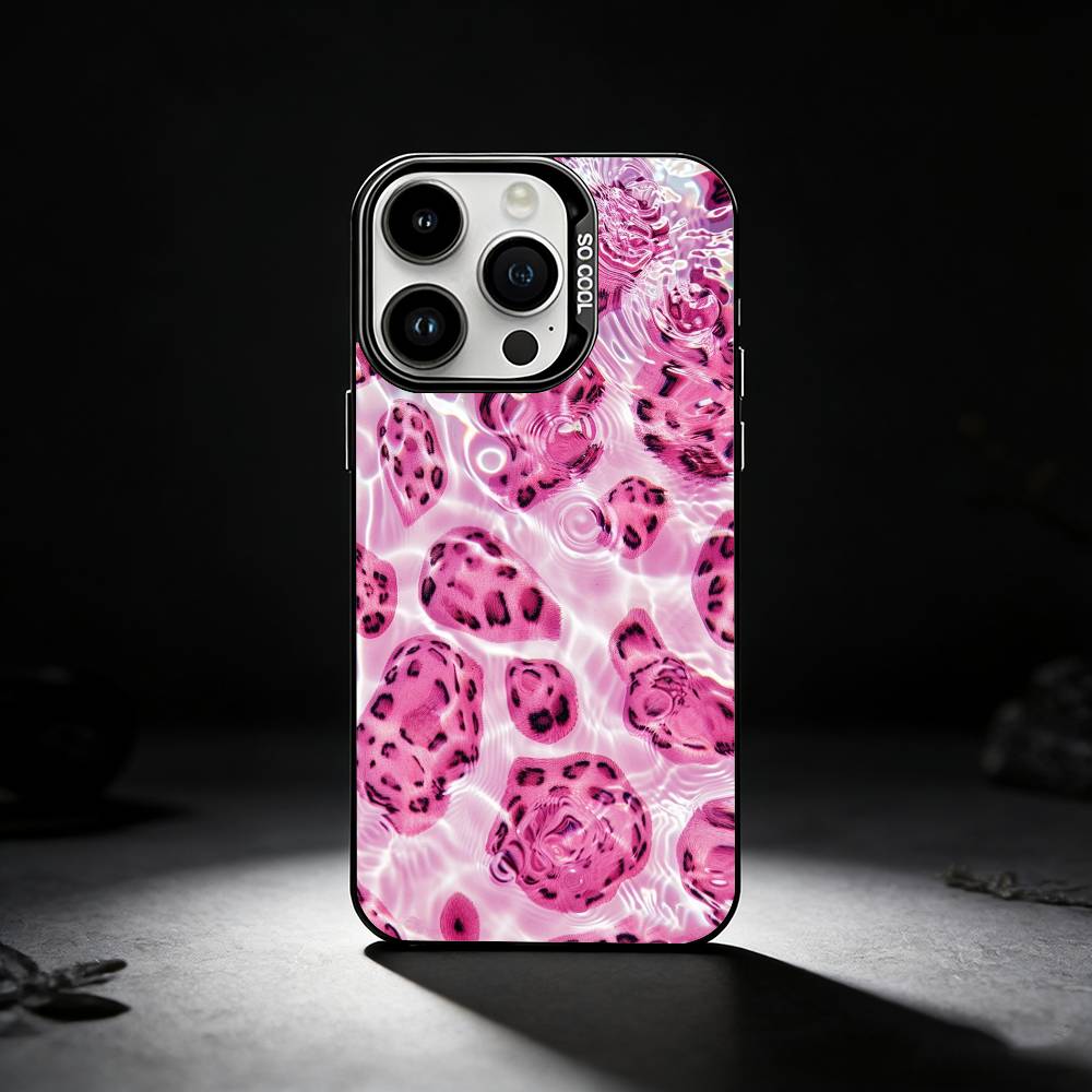 Модный розовый чехол для телефона с леопардовым принтом для iPhone 17,16,15,14,13,12,11 Plus,Pro Max,XS,Цветной серебряный чехол для телефона