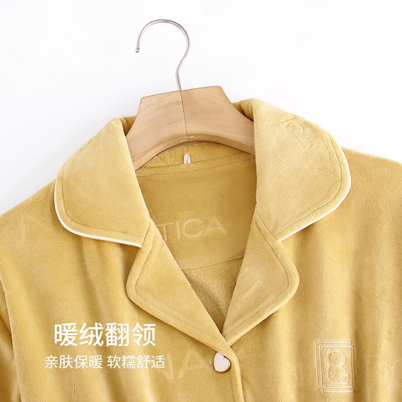 Пижама женская коралловый флис осень и зима теплая с длинным рукавом костюм фланелевый утолщенный флис домашняя одежда