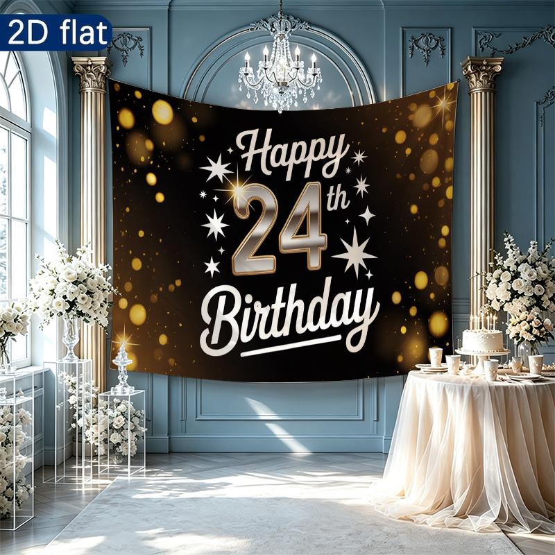 1pc Birthday & Wedding 24th Number Indoor/Outdoor Hanging Banner