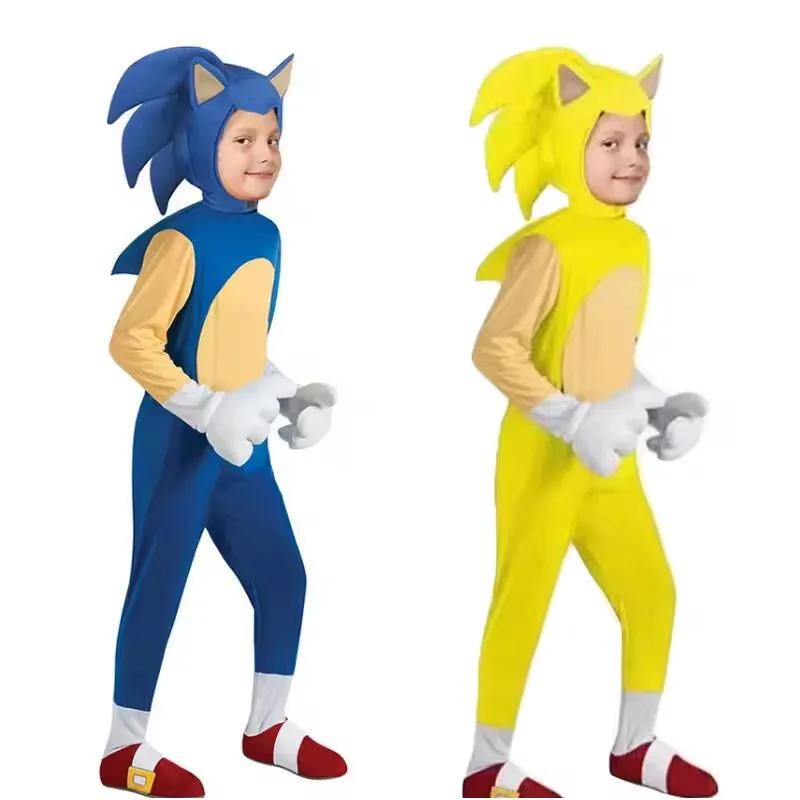 combinaison de dessin animé pour enfants, déguisement de Cosplay hérisson, gants blancs pour garçons et filles