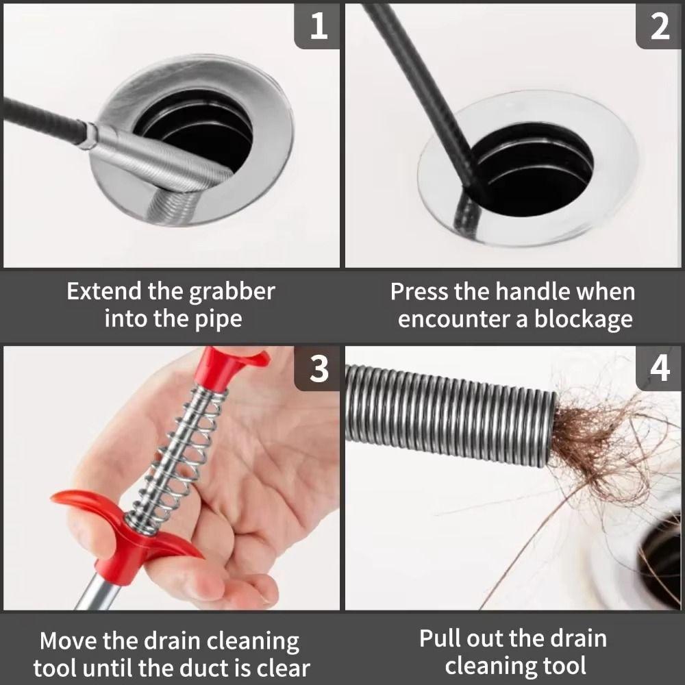Flexible Design Pipeline Dredging Tool Spring Grip Sewer Cleaning Picker  Kitchen Sink Cleaning