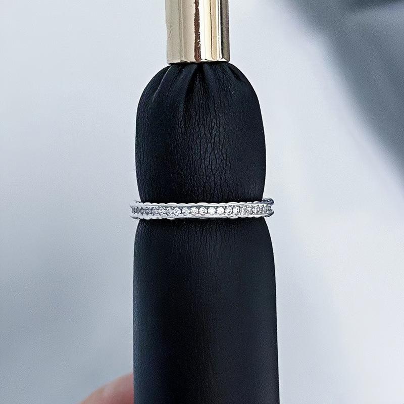 Fashion Light Luxury Pig Nose Full Of Diamonds Zircon Super Flash Opening Ring Female Niche High-End Feeling Stacked Index Finger Ring