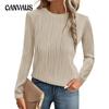 Women's Autumn and Winter Solid Colour Round Neck Long Sleeve Bottom Shirt Top