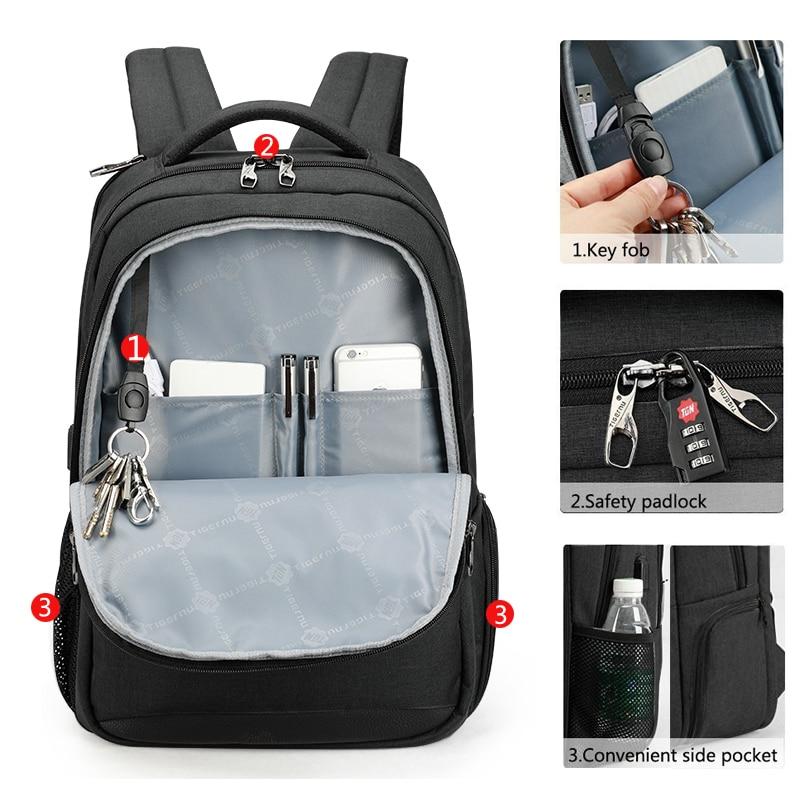 Tigernu Men Backpacks Anti Theft USB Charging 15.6 Laptop Bag Mochilas Escolar Feminine Male Bagpack Notebook College Schoolbag