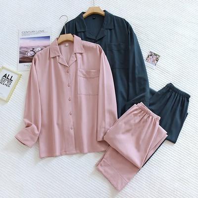 Новый весенне-летний пижамный костюм для пары из 100% вискозы с длинными рукавами, брюки, домашний костюм из двух частей для мужчин и женщин, большой размер