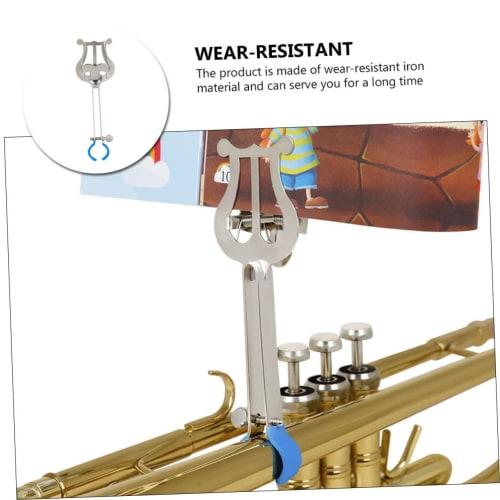 VICASKY 1 Sheet Trumpet Sheet Music Holder, Sheet Music Clip, Trumpet Music Stand, Musical Instrument, Horn, Score Reading Clip, Note Clip, Iron, Silv