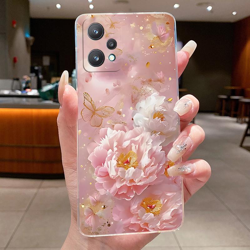 Для Realme 9 Pro Plus 5G Чехол Realme 9 4G Чехлы для телефона Realme Narzo 50 Pro Чехол Цветок Бабочка Мягкий Силикон ТПУ Чехол Funda