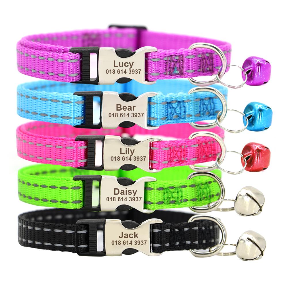 Персонализированная табличка с именем, кошачий ошейник, безопасность, индивидуальные ошейники для кошек, ожерелье, бесплатная гравировка, идентификационная бирка для щенков, котят, кошек, аксессуары