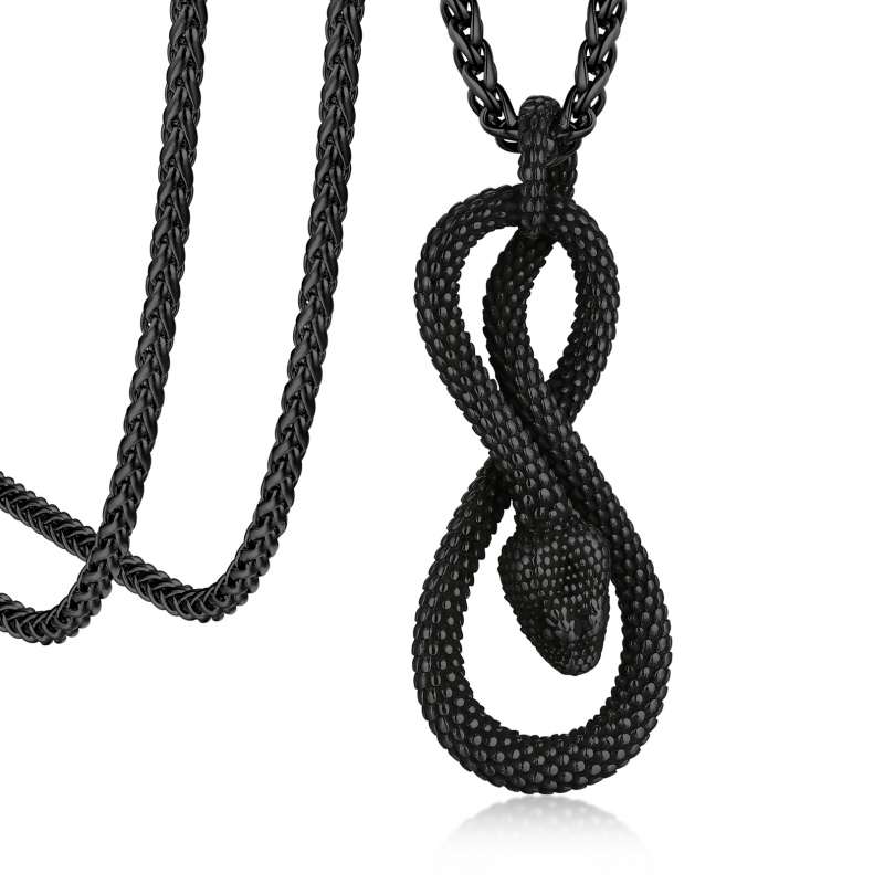 U7 Stainless Steel Multiple Designs Snake Necklaces 3D Python Snake Skull Bones Scales Infnity Loop Unisex Gothic Punk Jewelry