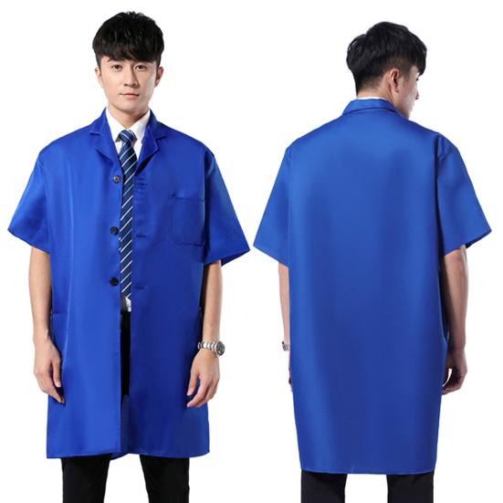 Мужской пылезащитный длинный/короткий рукав, пуговицы, карманы, складской лабораторный халат, рабочая одежда