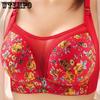 Printed Bras for Women Thin Style Without Steel Ring Gathered Fancy Underwear Floral Sensual Lingerie Push Up Sexy Bralette
