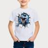 Round Neck 3D Dinosaur Printed Top Casual Short Sleeved Children's Boy T-shirts - Soft Medium Stretch Polyester Fabric Summer Relaxed Fit Clothing