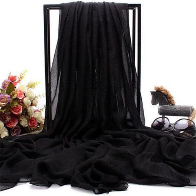 Elegant Red Chiffon Scarf for Women, Infinite Summer Scarf with Tassels