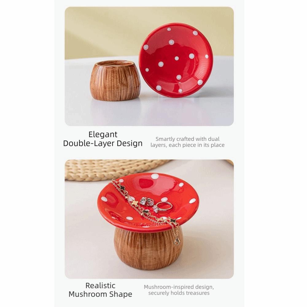Mushroom Shape Mushroom Storage Tray Detachable Jewelry Organizer Cute Ceramic Key Catchall  Phone