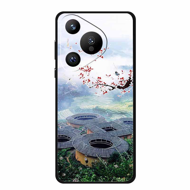 Чехол для телефона Huawei Pura 70 Pro с рельефной текстурой в стиле ретро - Мягкий цветной стиль