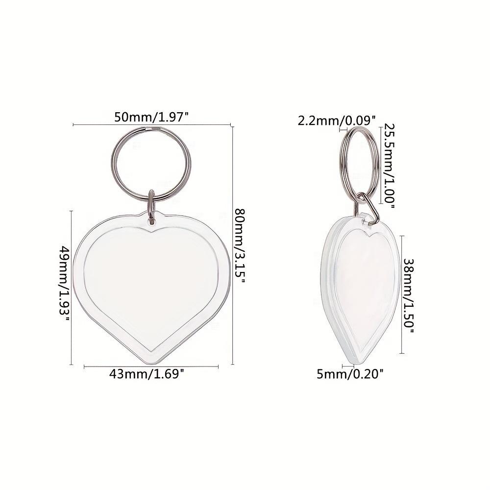 510Pcs Clear Acrylic Photo Frame Keychain Blank Insert Keyring Double-Sided Diy Craft Supply For Couple Family Gift Home Decor