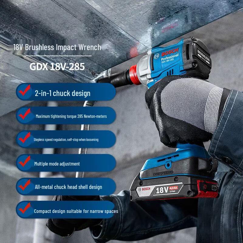 Bosch GDX18V-285 18V Brushless Cordless Impact Wrench/Driver CN plug (adapter included)