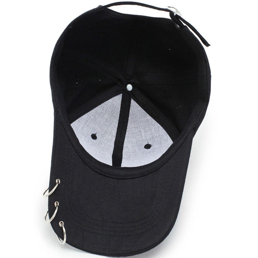 Punk Metal Ring Baseball Hat Korean Style Peaked Cap Fashion Bull Horn Baseball Cap Street
