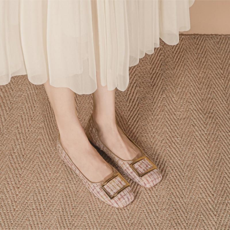 Мягкая подошва, не вызывающая усталости, женская обувь, удобная и универсальная, плоская обувь, квадратная пряжка, повседневная универсальная обувь, толстые каблуки, одинарные туфли