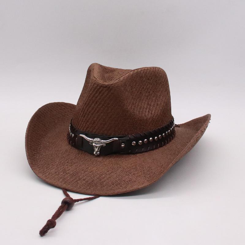 Hard Top Spray Paint Western Cowboy Hat Men And Women Spring And Summer Beach Travel Vacation Hat Sunshade Hard Straw Hat Top Hat