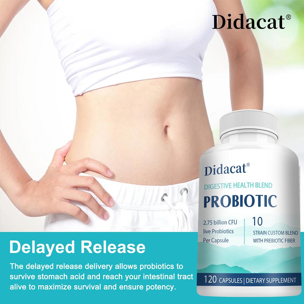 10 Strain Probiotic with Prebiotic Fiber, 120 Capsules Digestive Health Blend for Gut Balance